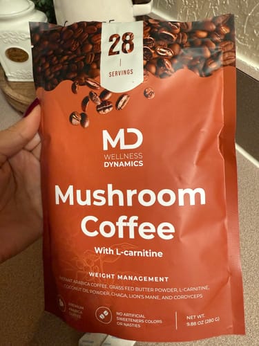 Customer photo review of Mushroom Coffee with L-Carnitine (Café de hongos con L-Carnitine)