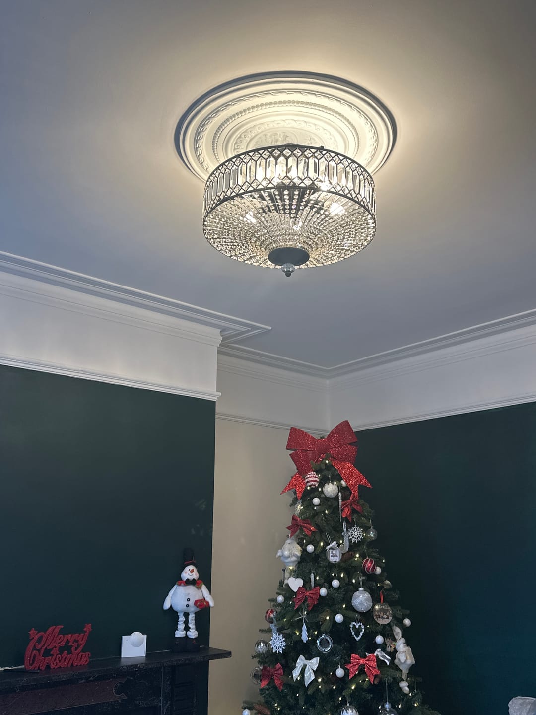 Customer photo review of Carved Crystal Drum Semi Flush Mount