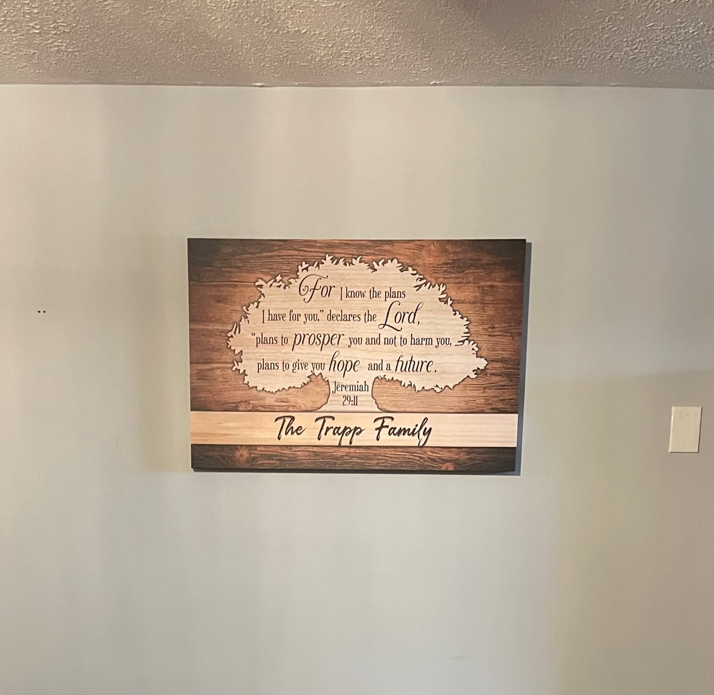 Customer photo review of For I Know The Plans I Have For You Jeremiah 29:11 Wall Art Canvas With Personalized Name