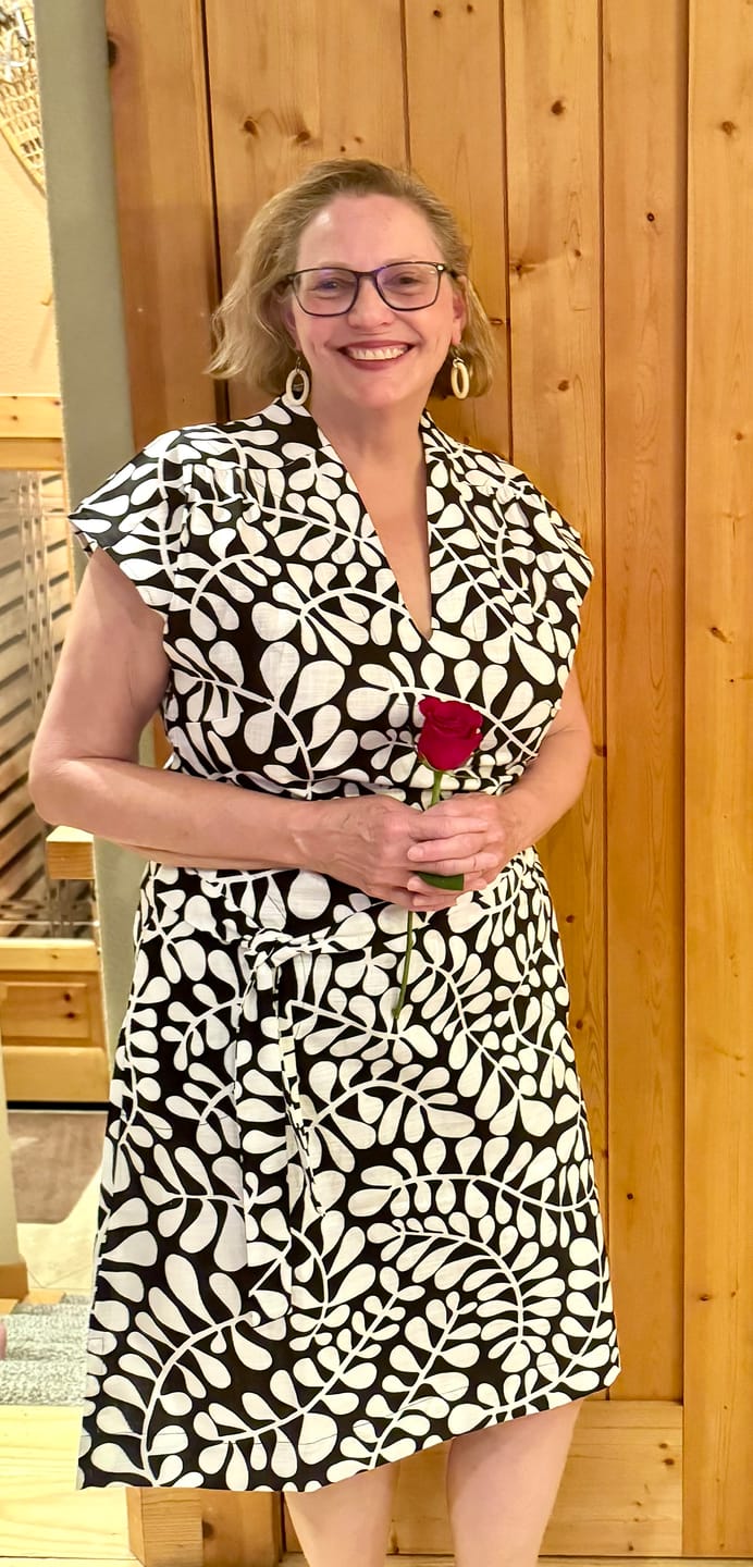 Customer photo review of ELAINE dress Black and White Fern