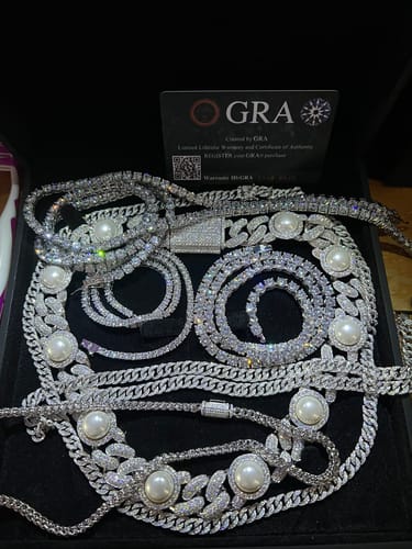 Customer photo review of Pearl Link Moissanite Iced Out Cuban Chain .925 Sterling Silver