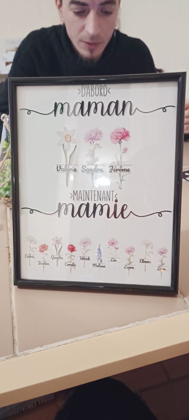 Customer photo review of >D'abord maman Maintenant mamie< Fleurs d'anniversaire jardin | Personalisiertes Acrylglas Fête des mères
