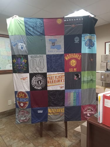 T-shirt quilt featuring warhawks, university of louisiana at monroe by Laurie from LA