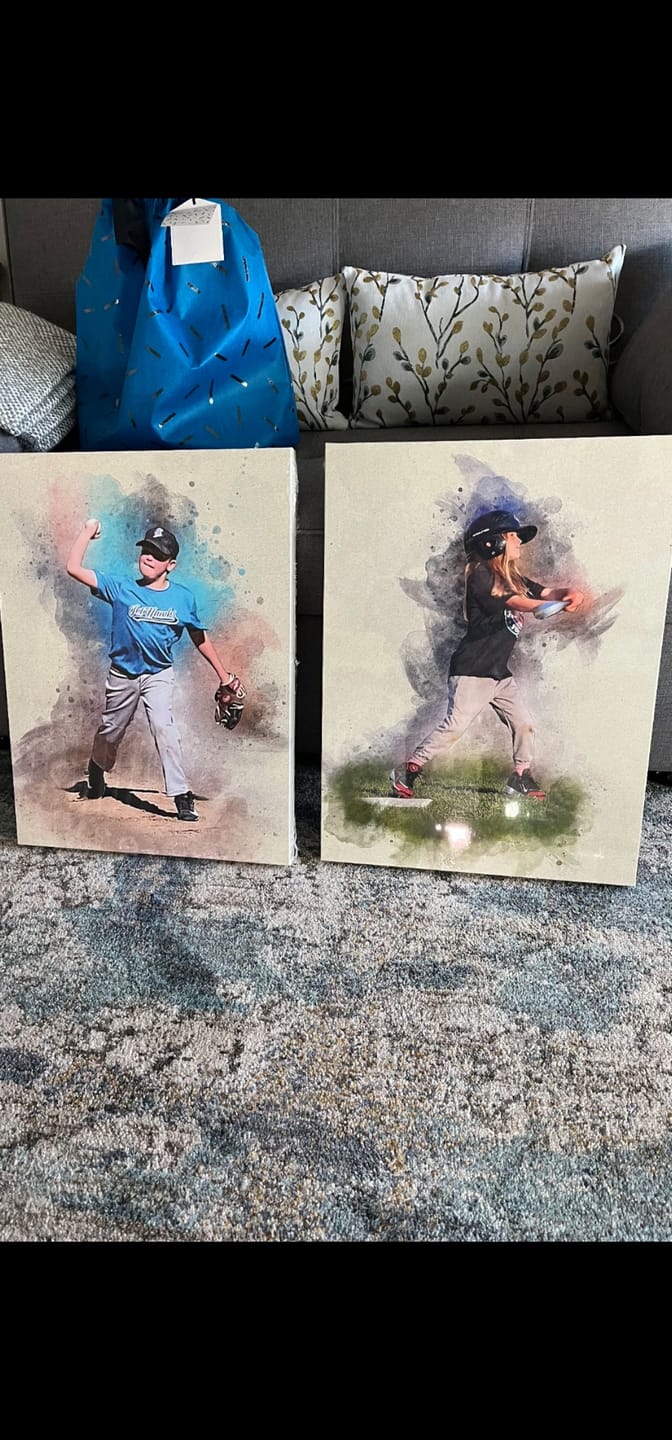 Customer photo review of Personalized baseball photo Painting