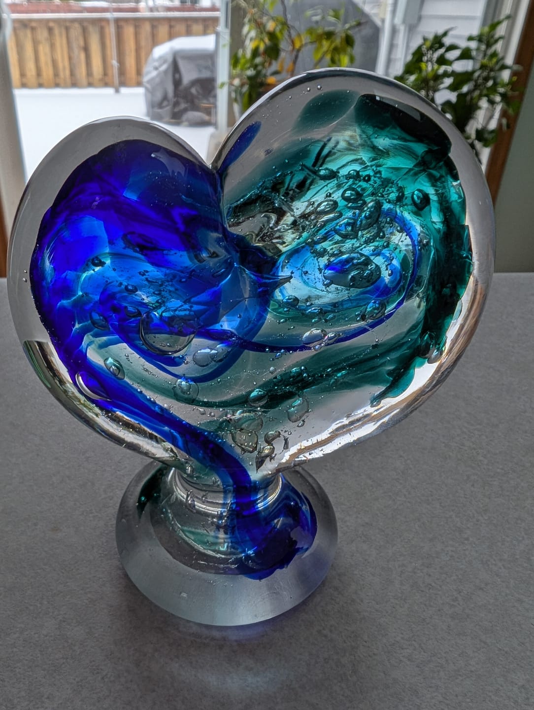 Customer photo review of Glass Heart with Cremation Ash - Standing