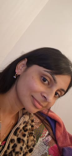 Customer photo review of Evil Eye Hoop Earrings