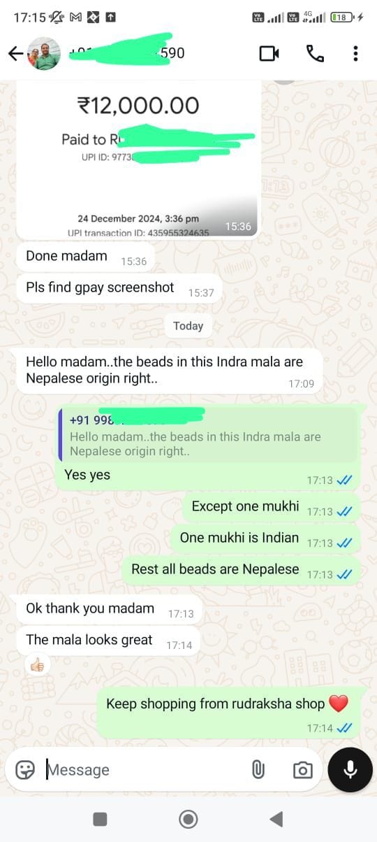 Customer photo review of Nepali Indrani Siddha Mala (Customizable)