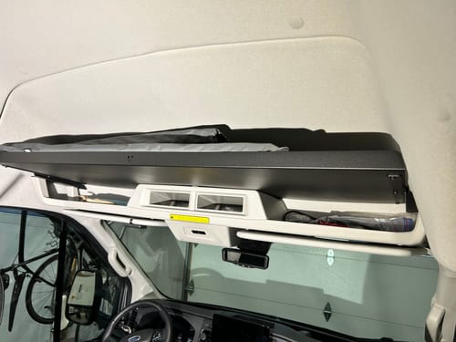 Customer photo review of Ford Transit Headliner Shelf, Aluminum