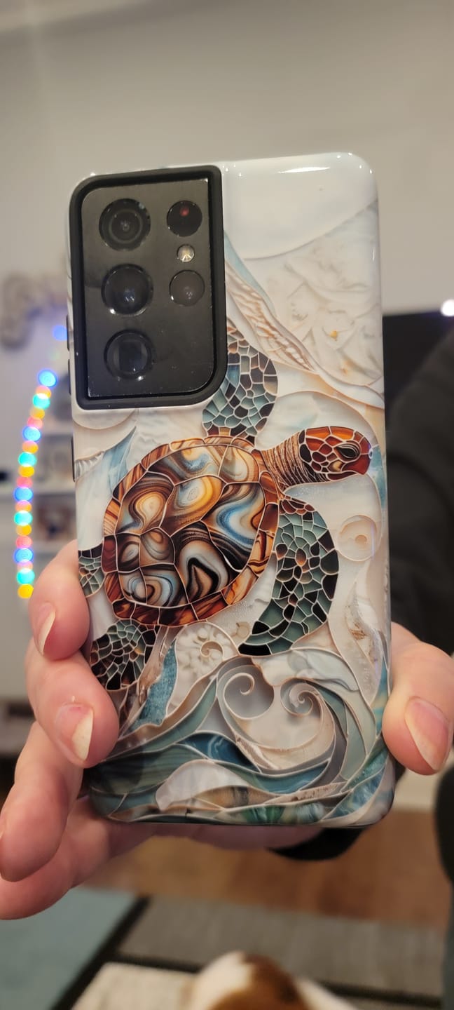 Customer photo review of Sea Turtle Stained Glass Design 1 Print Samsung Phone Case