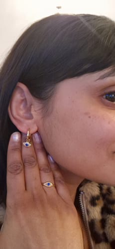 Customer photo review of Evil Eye Hoop Earrings
