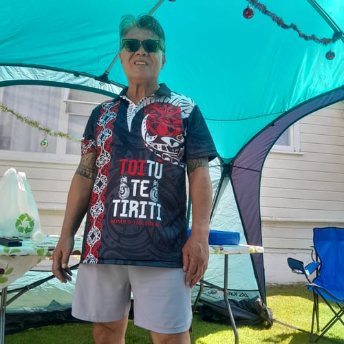 Customer photo review of Honour The Treaty New Zealand Personalised Summer Maxi Dress Toitu Te Tiriti Indigenous Maori Face LT9