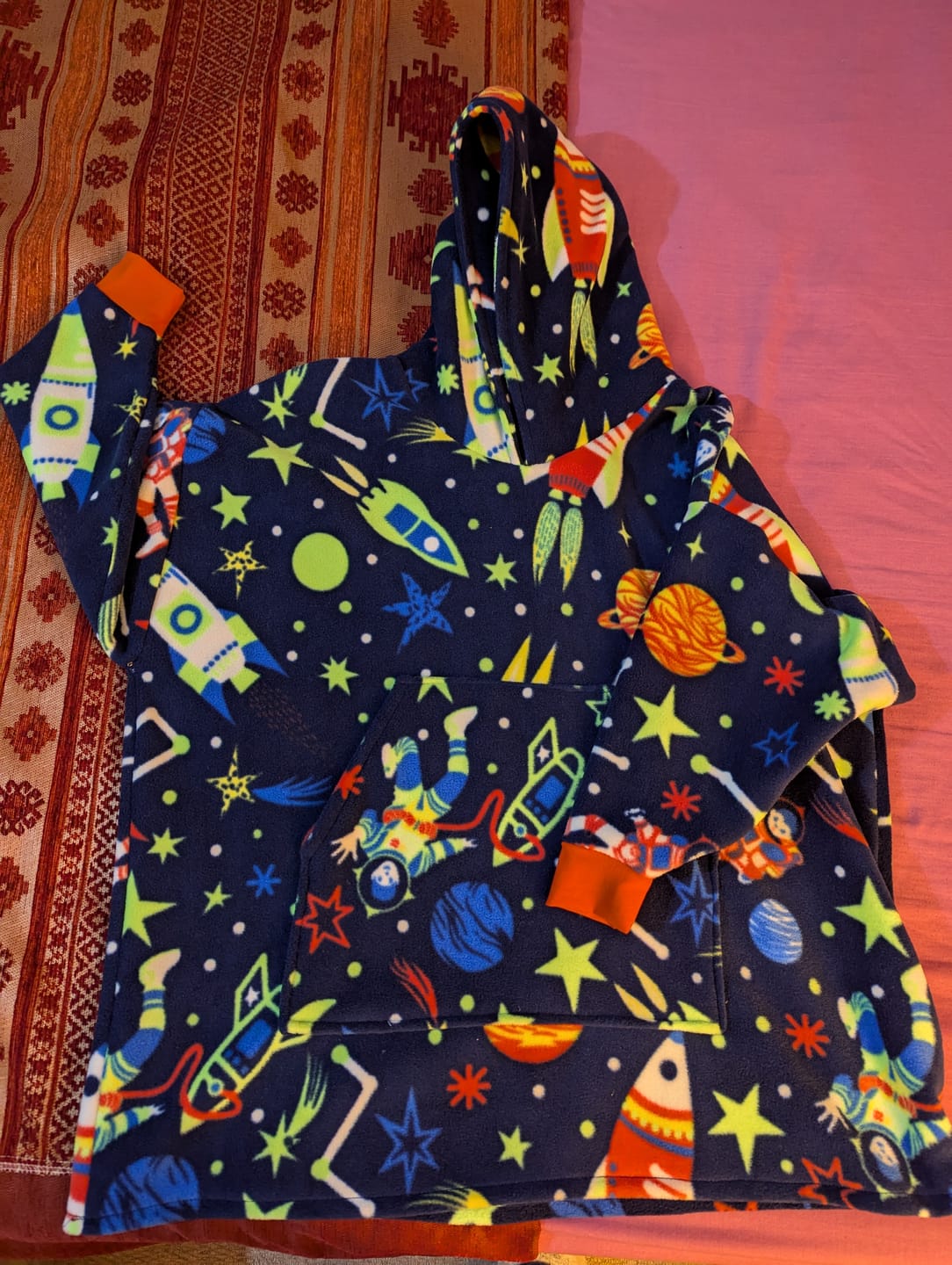 Customer photo review of Rockets in Outer Space Anti Pill Polar Fleece Fabric