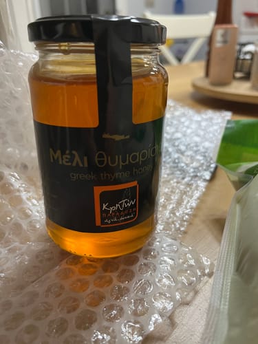 Customer photo review of Cretan Thyme Honey – Natural Energy for Breakfasts & Herbal Teas | 450g