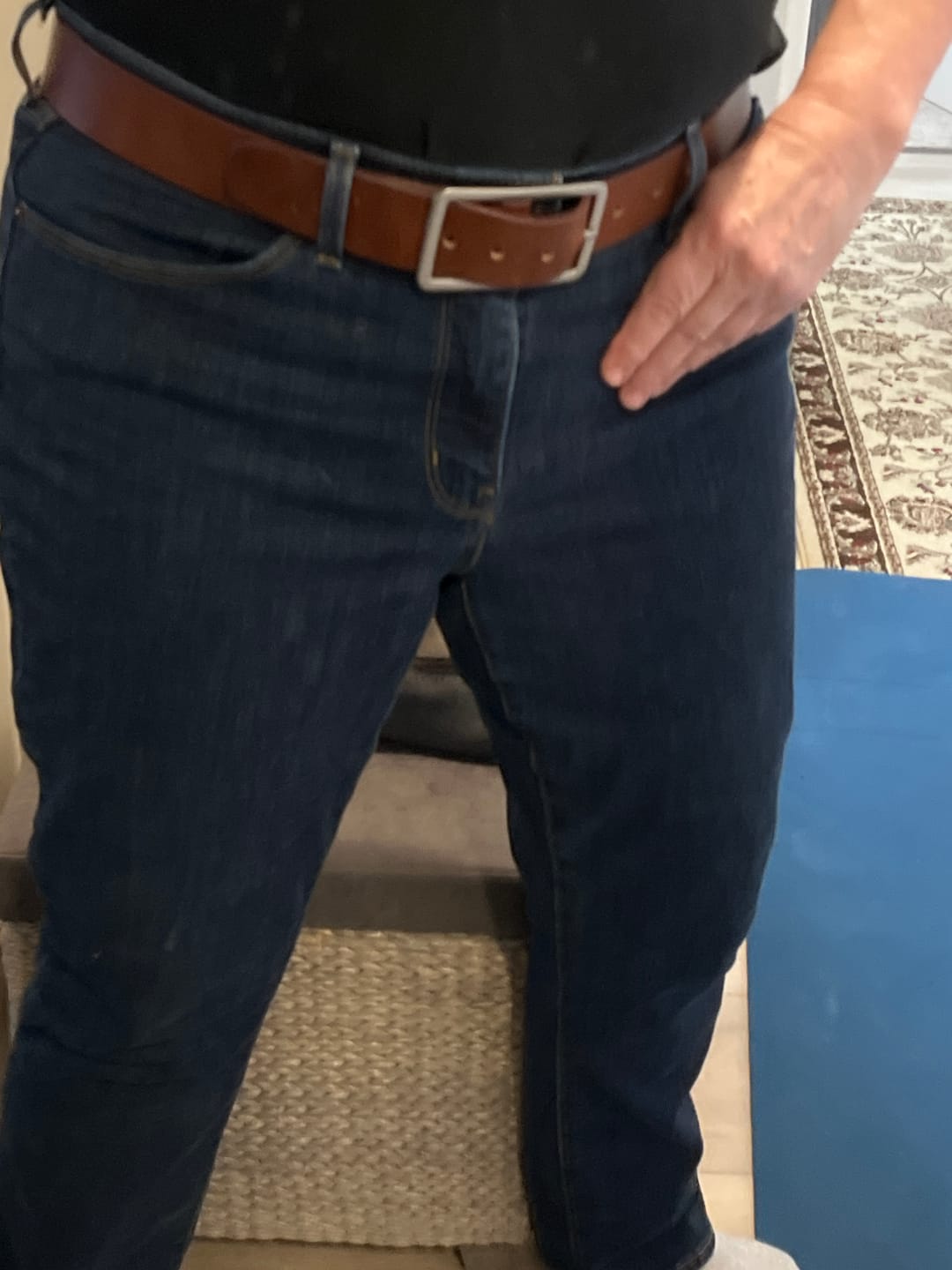 Customer photo review of Lucille - Brown Leather Dress Belt with Rectangle Buckle - Made in Canada