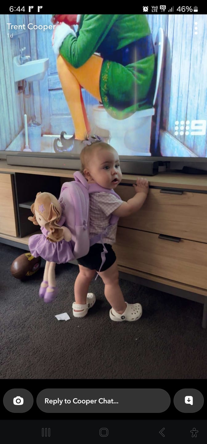 Customer photo review of Personalized Doll Carrier Backpack - 3 Colors