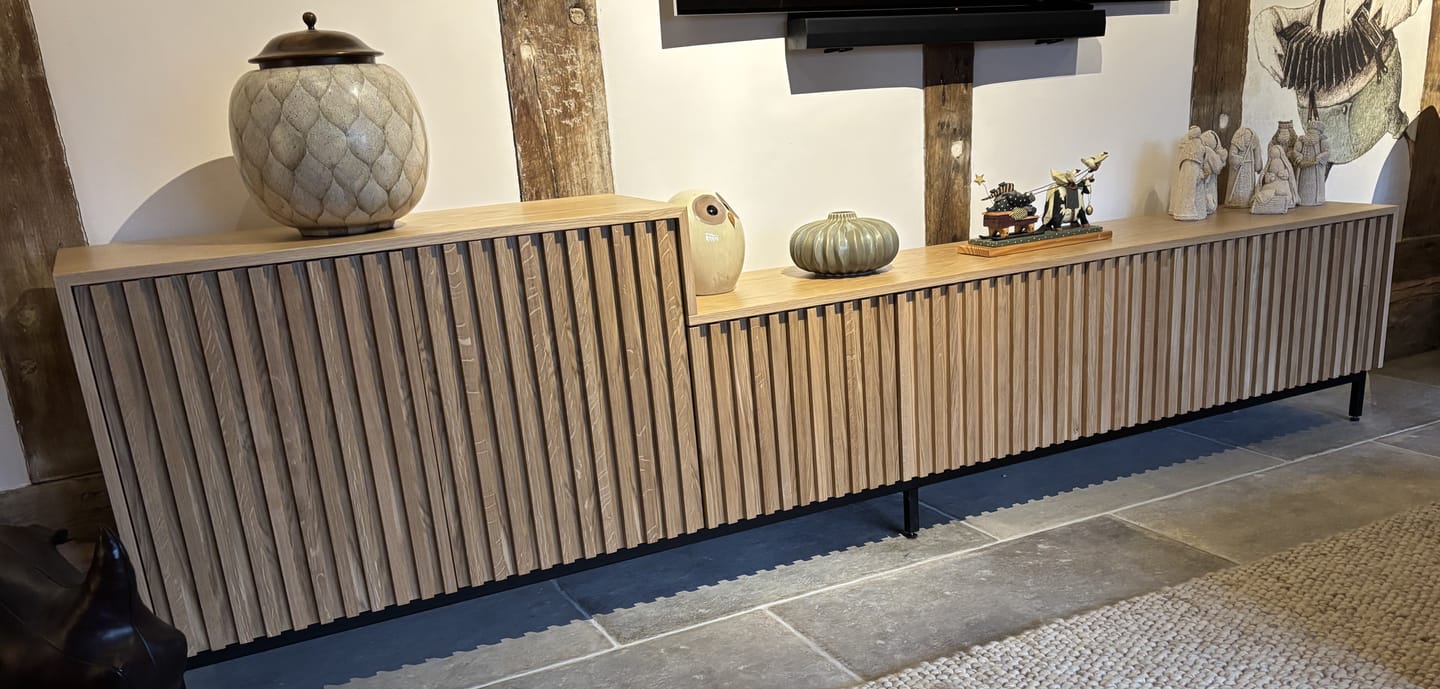Customer photo review of Fluted Oak Cabinet