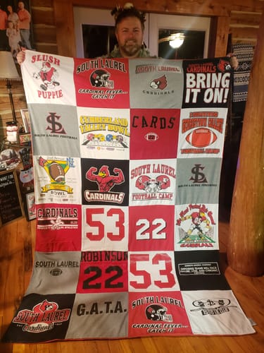 T-shirt quilt featuring south laurel football team by Rhonda from KY