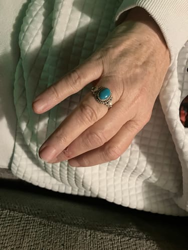 Customer photo review of Navajo Made Kingman Turquoise & Sterling Silver Ring