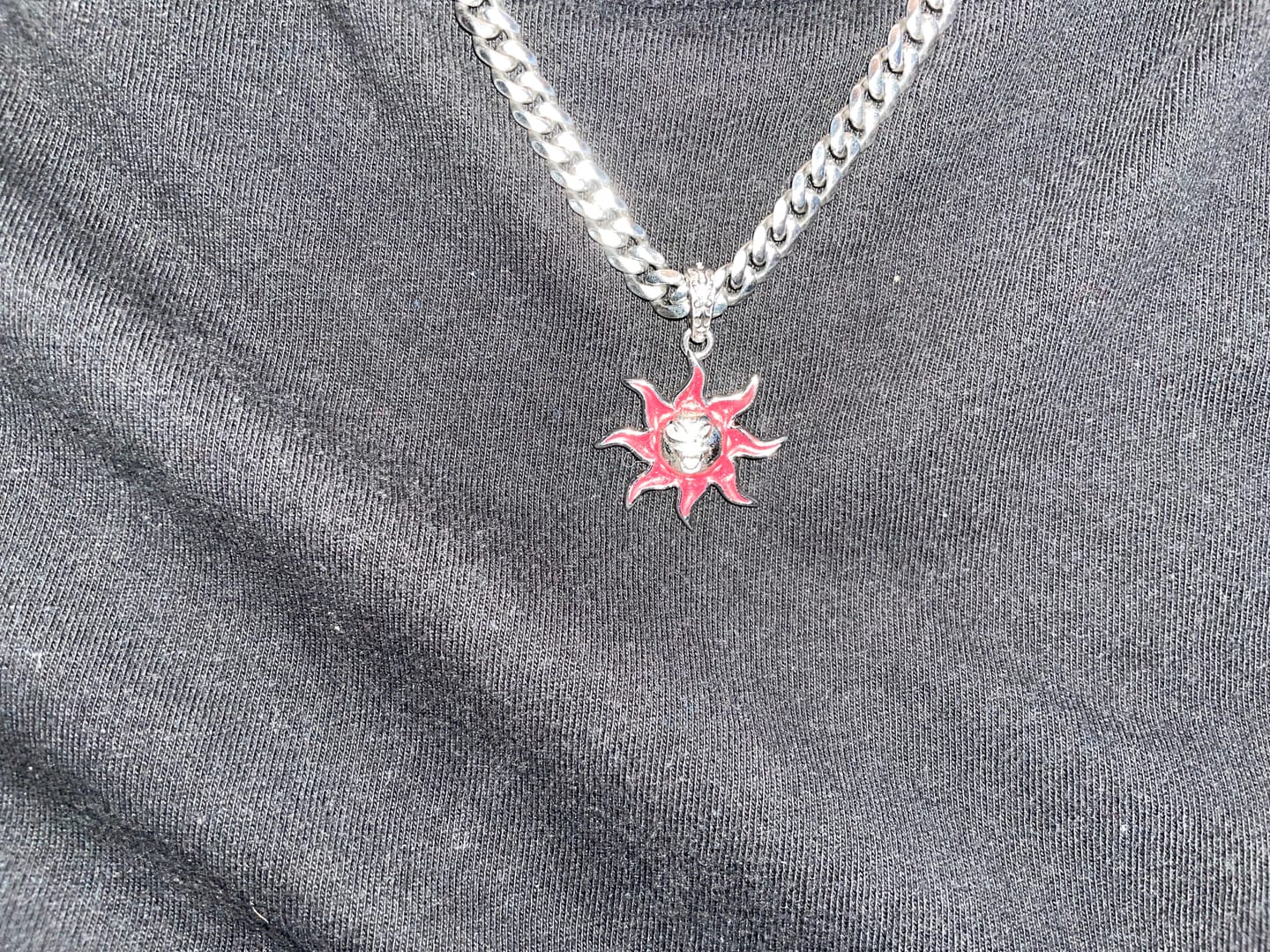 Customer photo review of SUNNY THE SOMBER SUN PENDANT