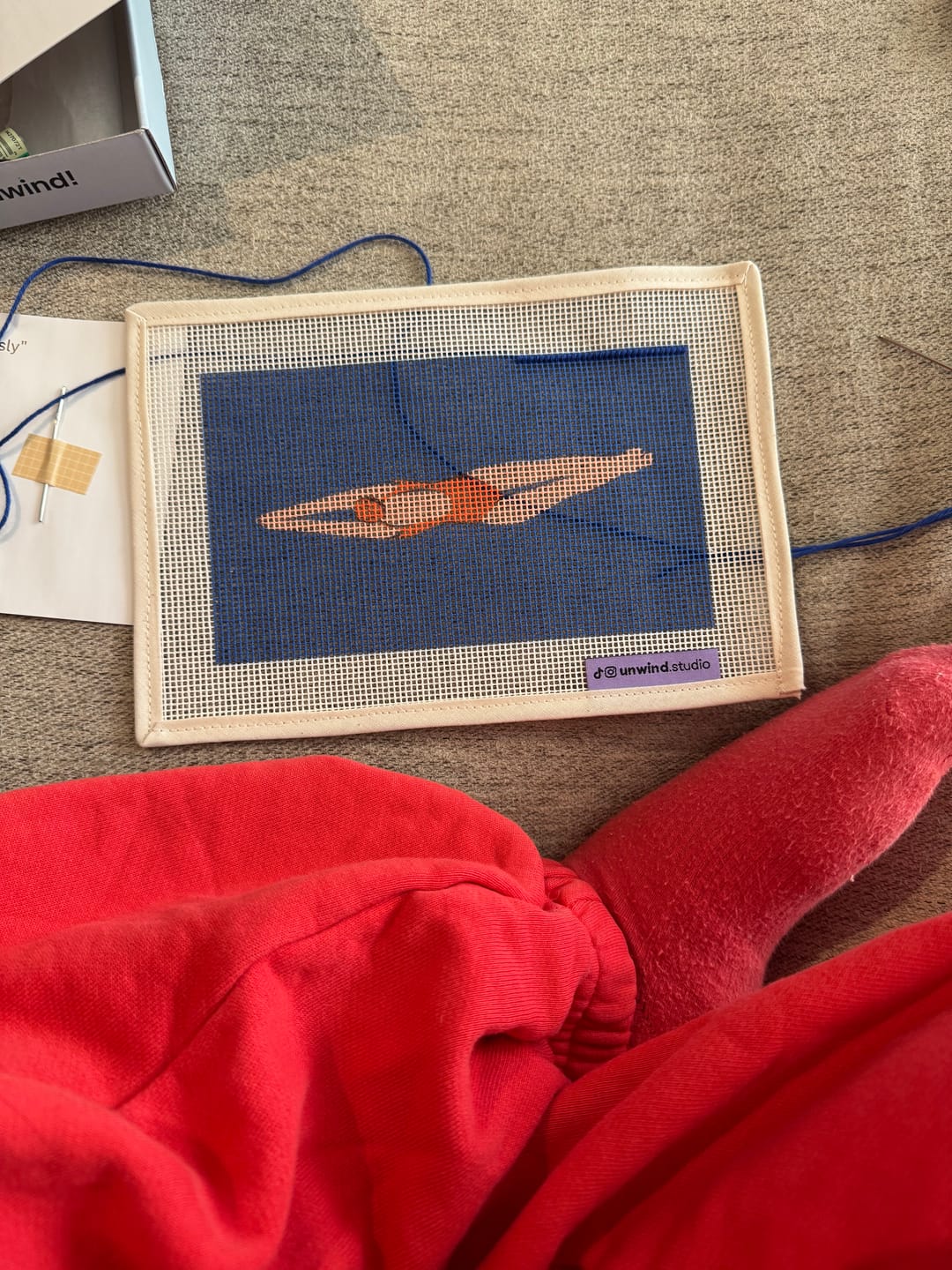 Customer photo review of Diver Needlepoint Kit for Clutch Insert/Phone Holder