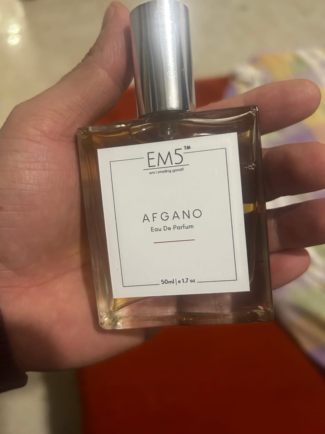 Customer photo review of EM5™ Afgano Perfume EDP Spray for Men | Amber Smoky Oud Fragrance Accords | Luxury Gift for Men | Variants Available: 50 ml Spray / 15 ml Spray