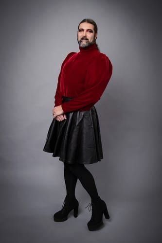 Customer photo review of Bad Girl Skater Skirt in Vegan Leather - Vixen by Micheline Pitt