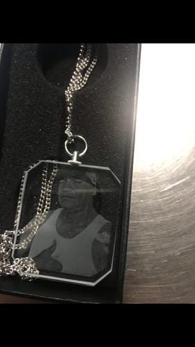 Customer photo review of For Memorial - I Will Carry You With Me Until I See You Again Transparent Photo Custom Necklace