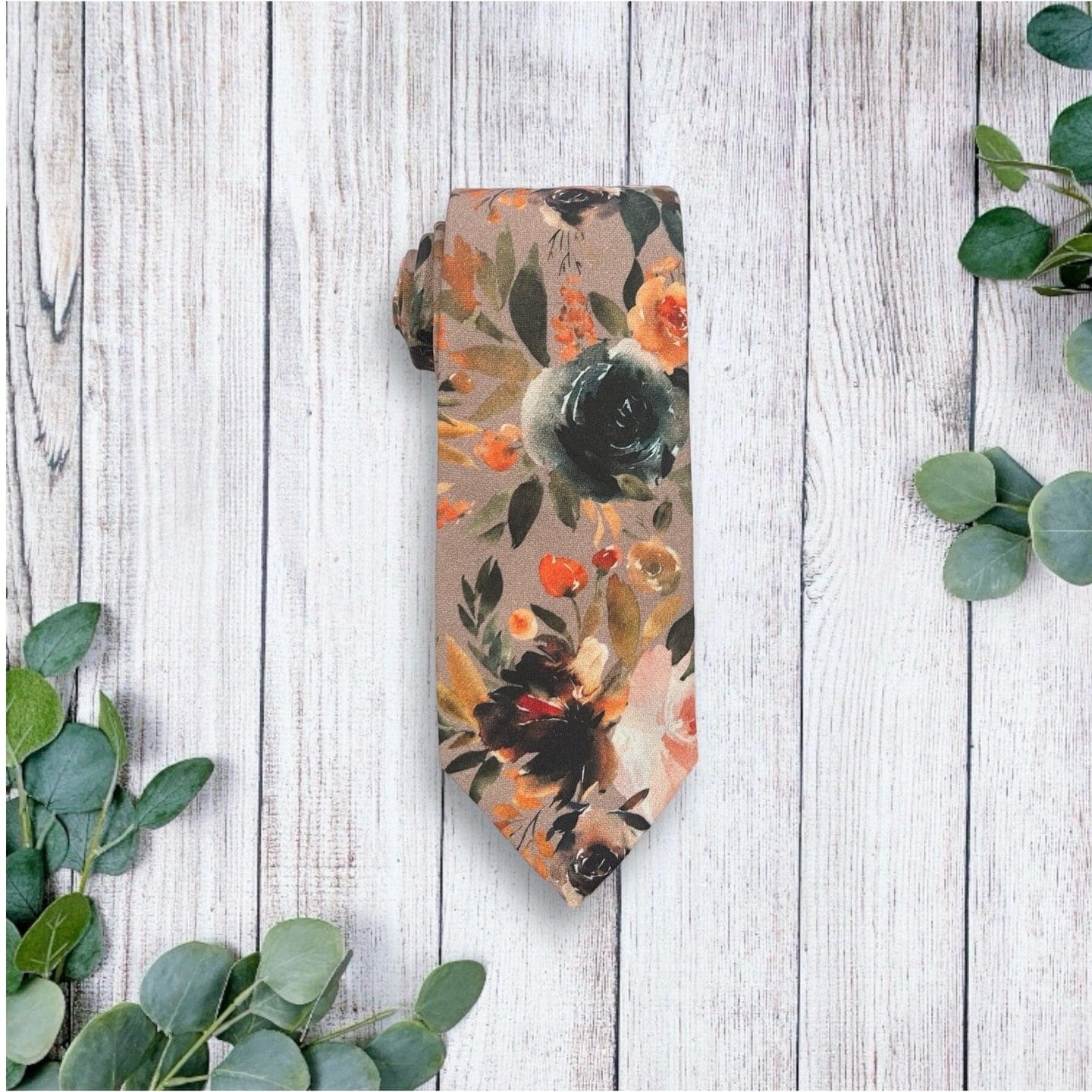 Customer photo review of Taupe Autumn Floral Necktie