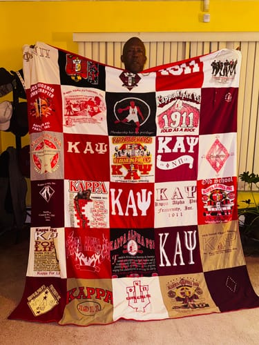 T-shirt quilt with fraternities, sororities themes by Brent from NJ