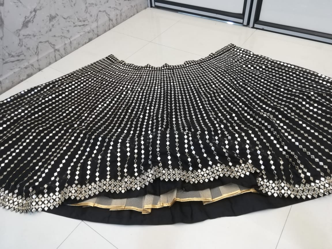 Customer photo review of Black Color Embroidered Designer Party Wear Organza Silk Lehenga Choli