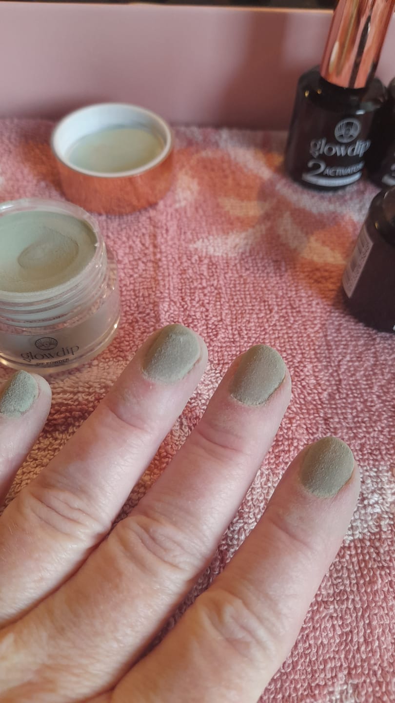 Customer photo review of Warm Olive Dipping Powder