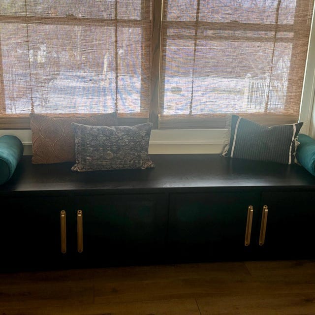Customer photo review of Unlacquered Brass Brushed Round Drawer Pulls with Backplate
