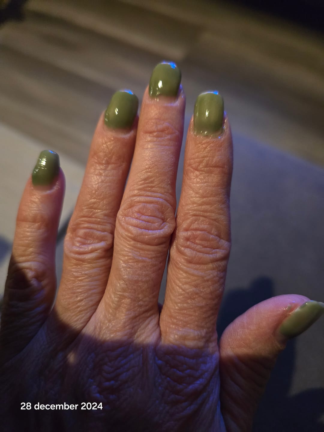 Customer photo review of Warm Olive Dipping Powder