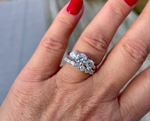 Tonya T. review of Classic Three Stone Round Cut Moissanite Engagement Ring image 1 out of 1