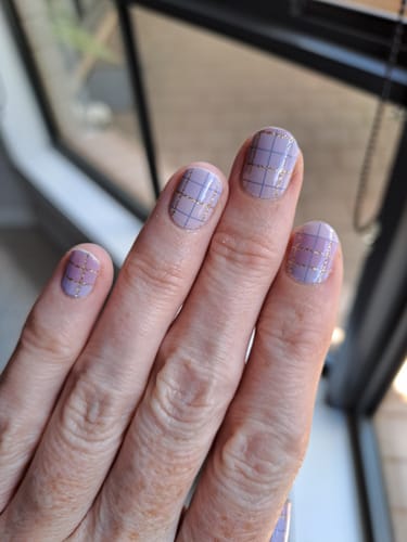 Customer photo review of Sweet Cheeks | Tartan Purple Nail Polish Wrap