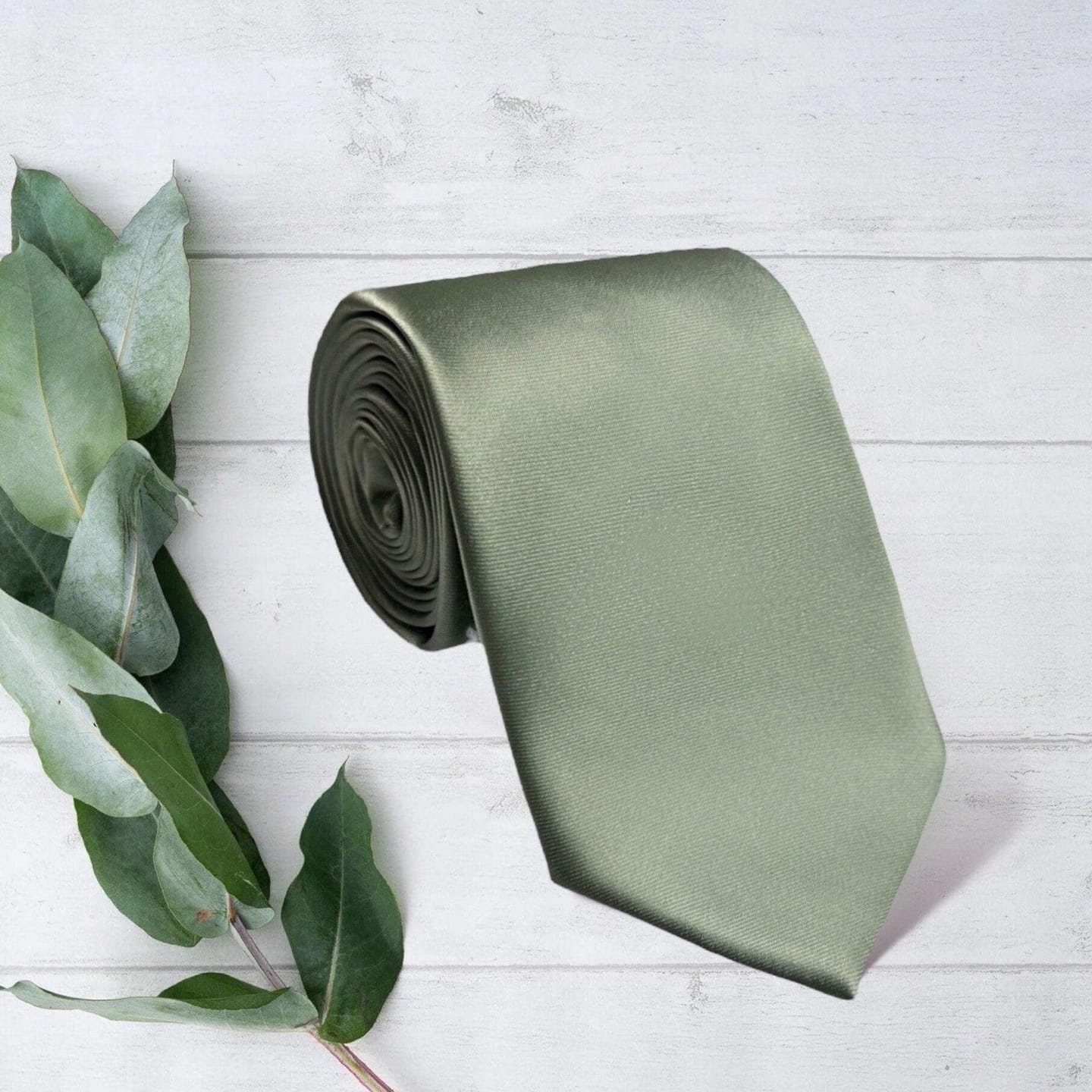 Customer photo review of Dusty Sage Satin Necktie
