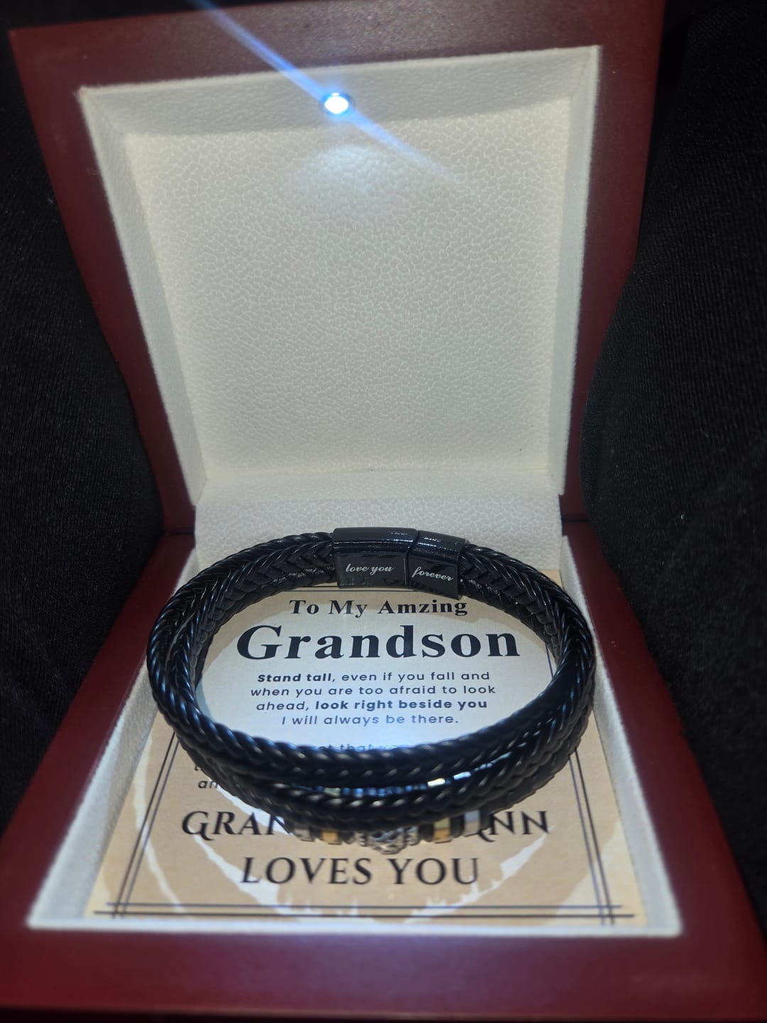 Customer photo review of Personalized Grandson Bracelets, Grandson Bracelet from Grandma and Grandpa, Gifts for from Nana
