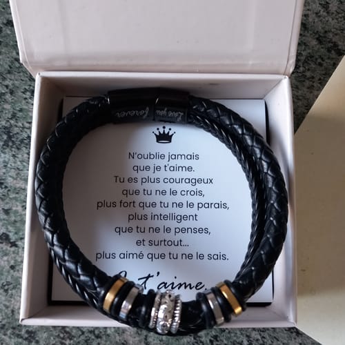 Customer photo review of Bracelet tressé en cuir - A mon fils | N'oublie jamais que je t'aime