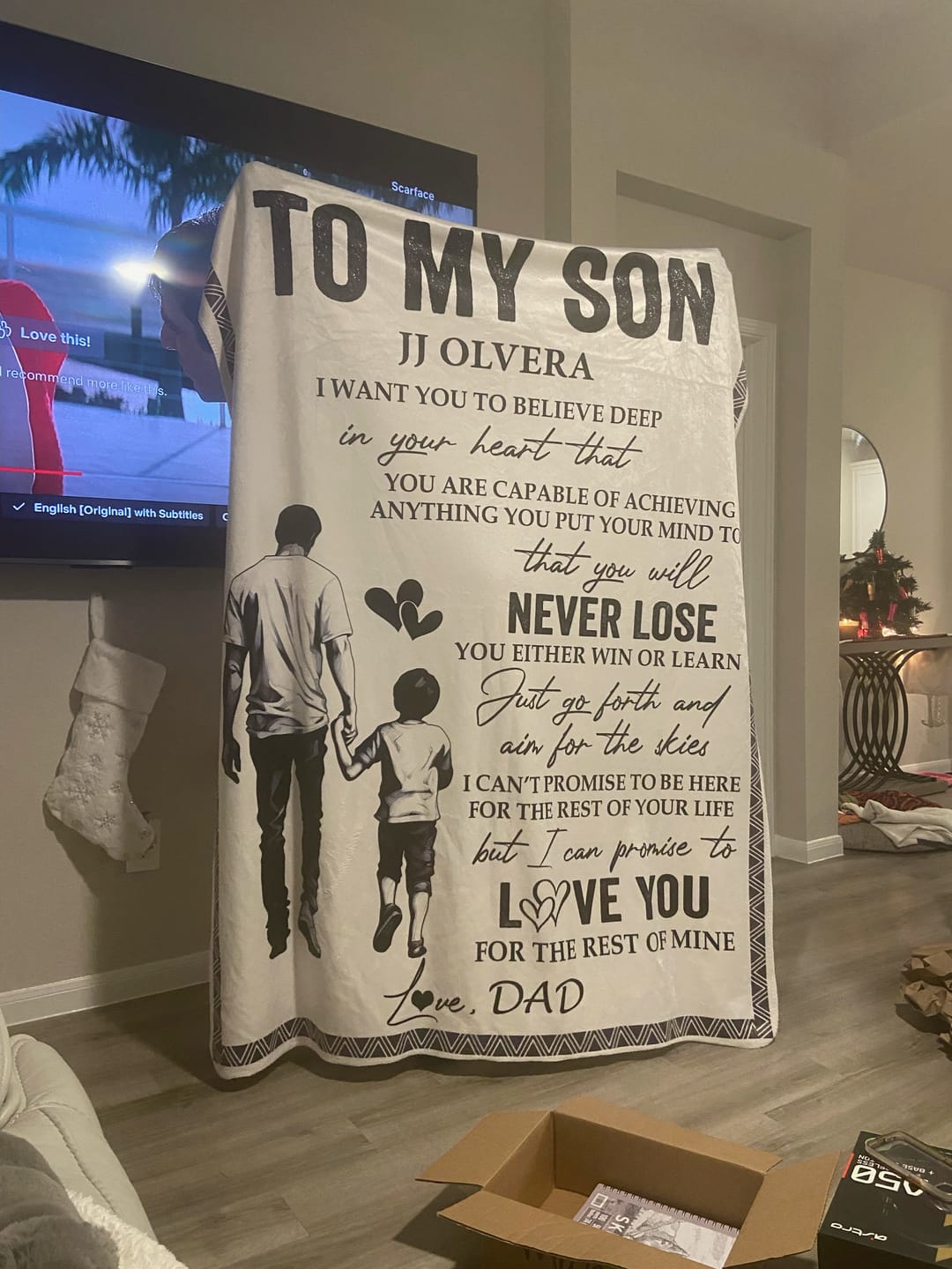 Customer photo review of Daughter - Always Be There - Blanket From Dad