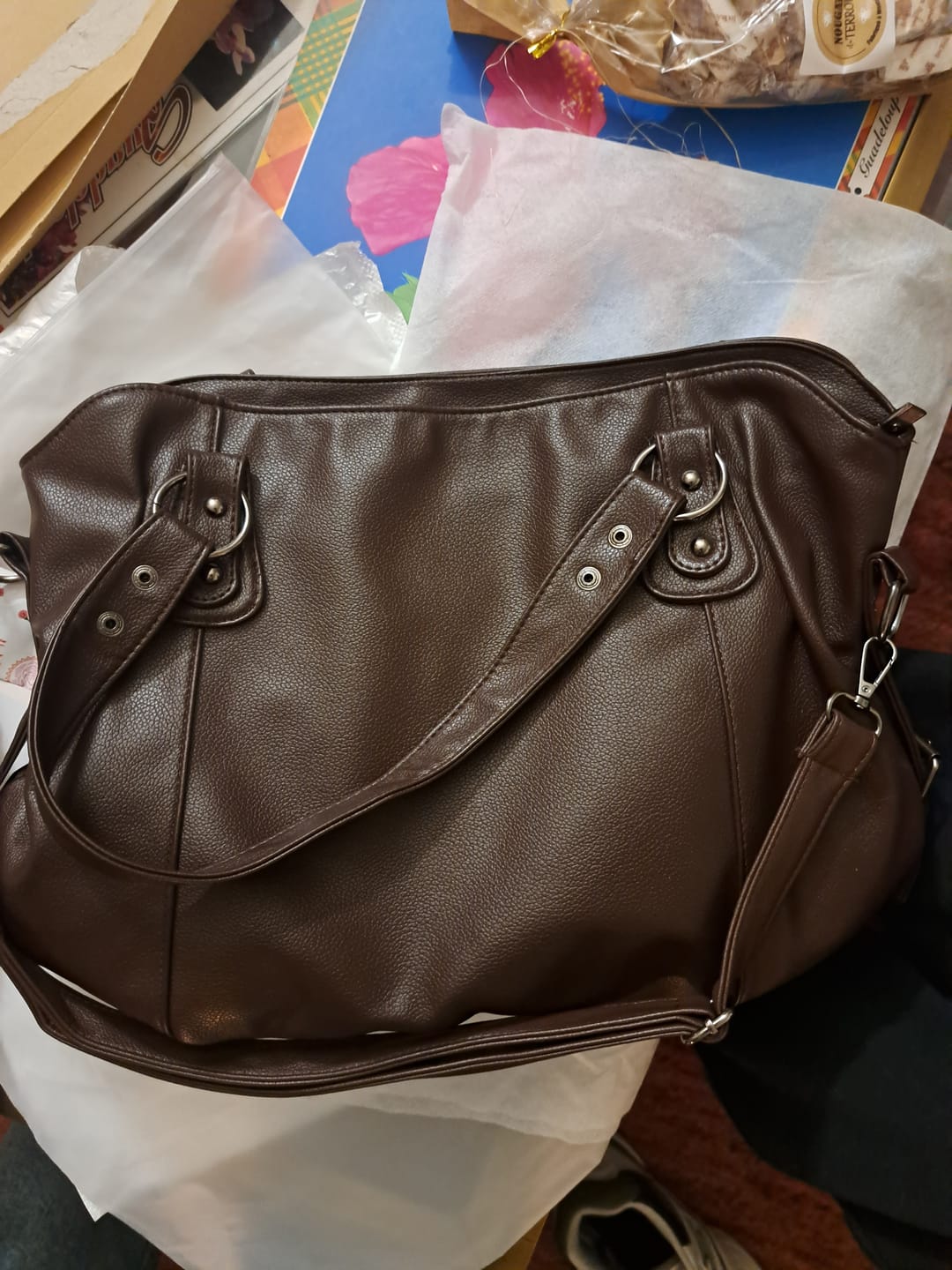 Customer photo review of HÉRA - Grand Sac à Main en Cuir Souple Noir