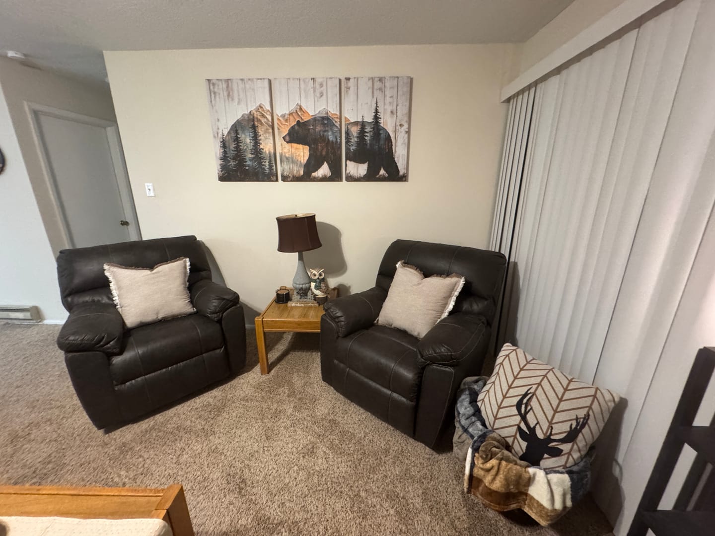 Customer photo review of Grizzly 399 Bear Wall Art - Mountain Wood Canvas Wall Art - Nature Theme Framed Artwork with Forest Silhouette for Cabin, Living Room, or Lodge Decor