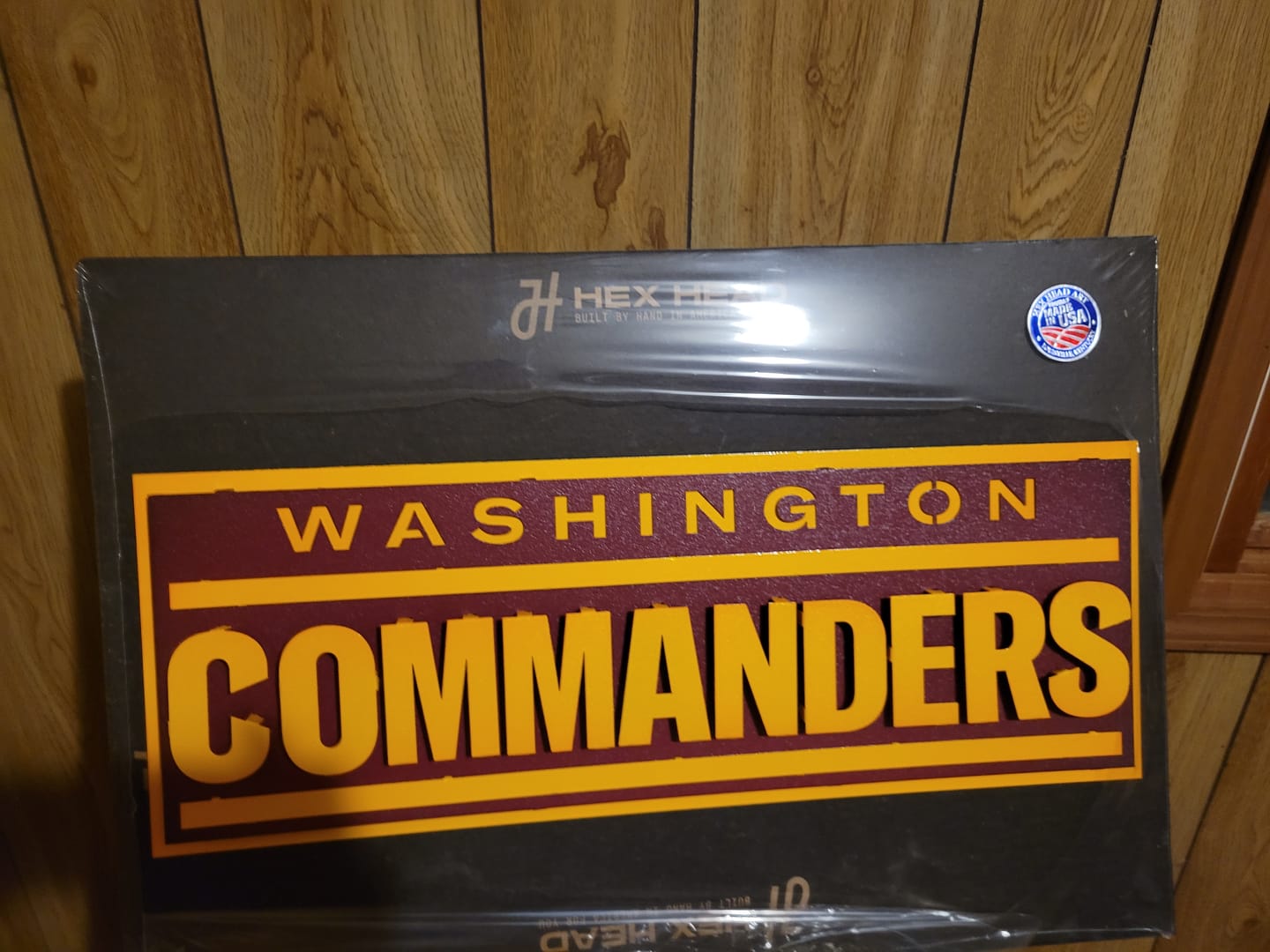 Customer photo review of Washington Commanders "COMMANDERS" 3D Vintage Metal Wall Art