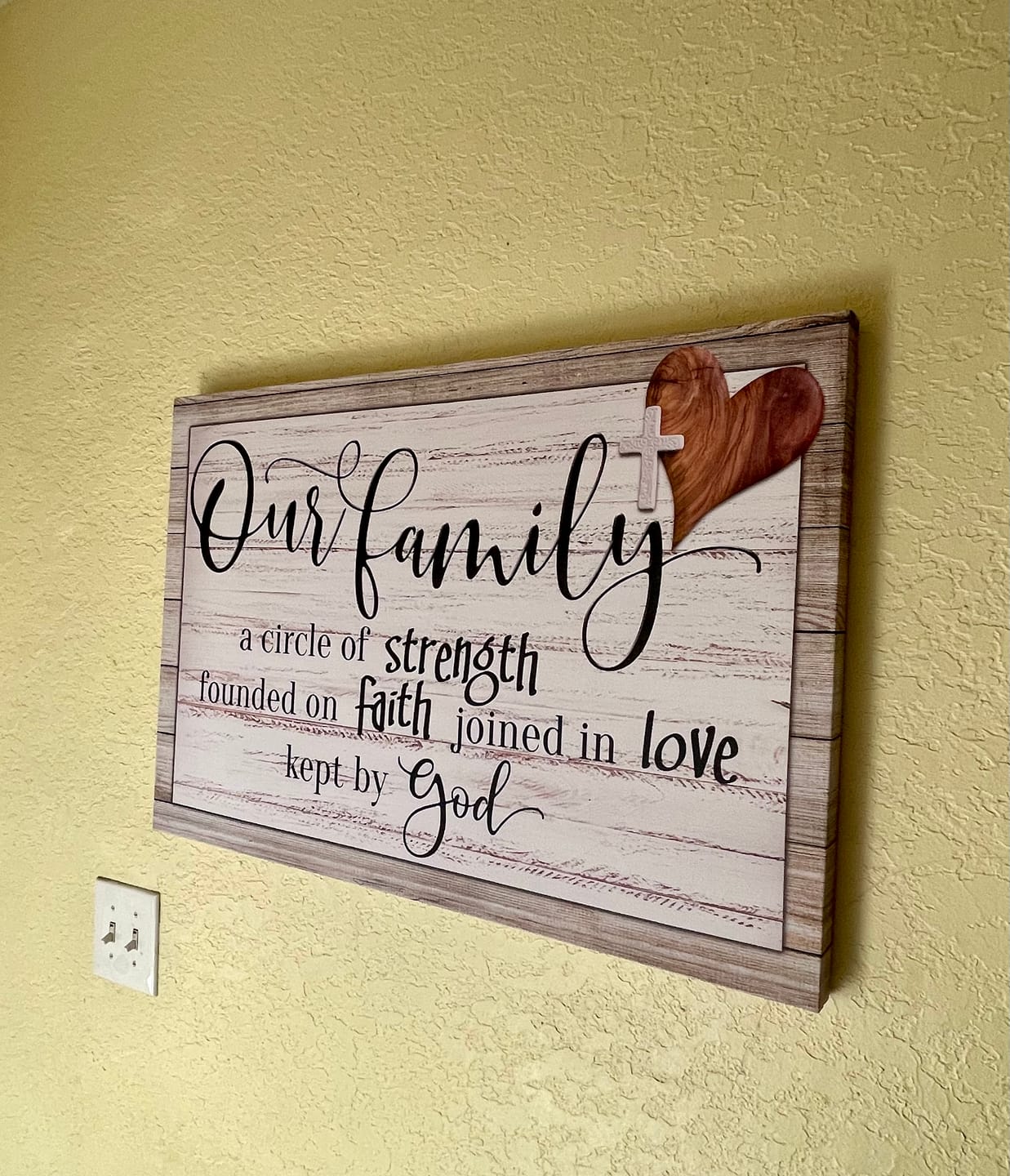 Customer photo review of Our Family A Circle Of Strength Christian Family Wall Art Canvas