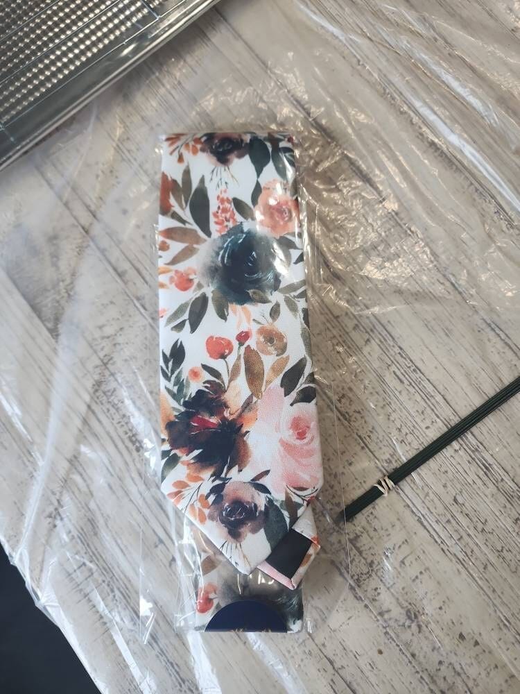 Customer photo review of Floral Ivory Terracotta Necktie
