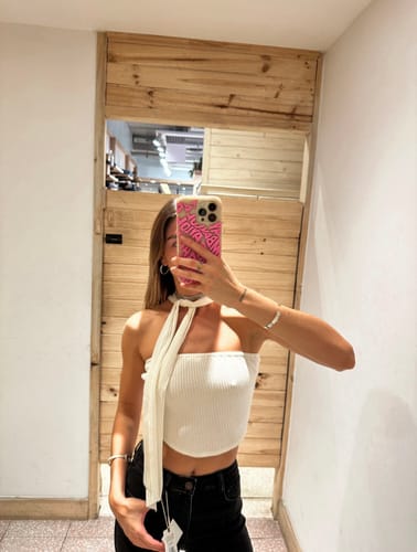 Customer photo review of Top Bandeau Cuello Ecru