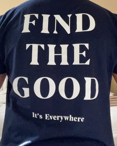 Customer photo review of 3 Simple Words Embroidered Tee - Navy Blue