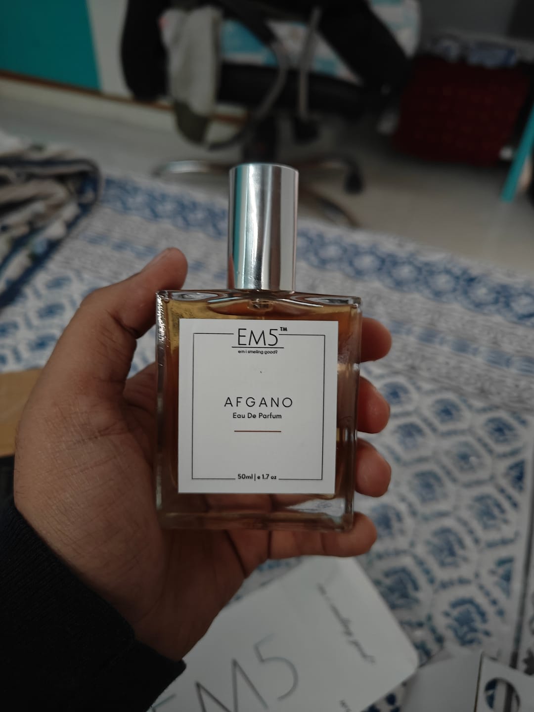 Customer photo review of EM5™ Afgano Perfume EDP Spray for Men | Amber Smoky Oud Fragrance Accords | Luxury Gift for Men | Variants Available: 50 ml Spray / 15 ml Spray