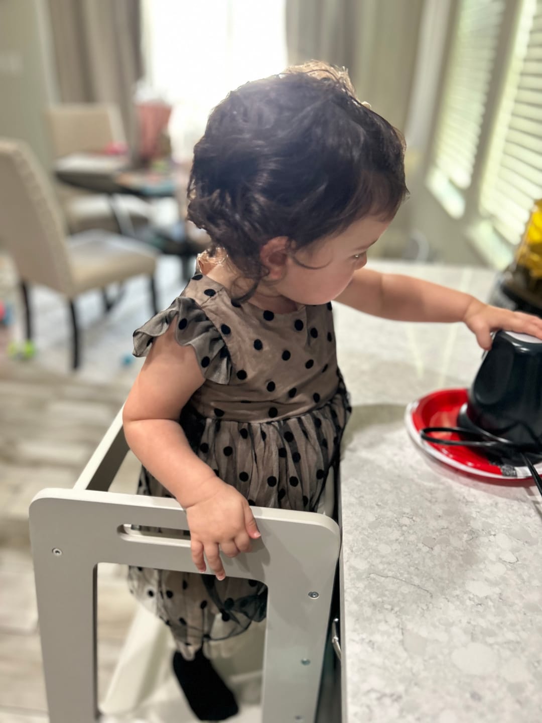 Customer photo review of Date - 4 in 1 Kitchen Tower, Desk, Step Stool and Chalkboard