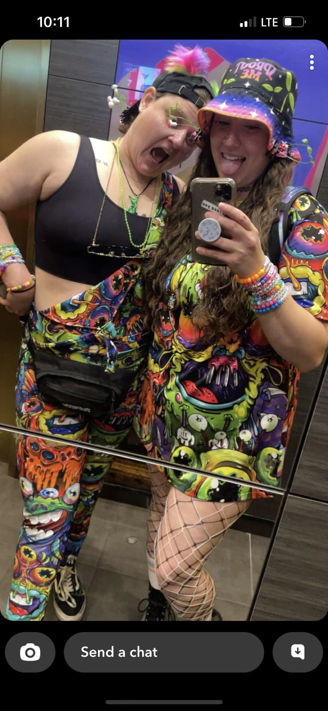 Customer photo review of Drippy Aliens Oversized Tee Dress