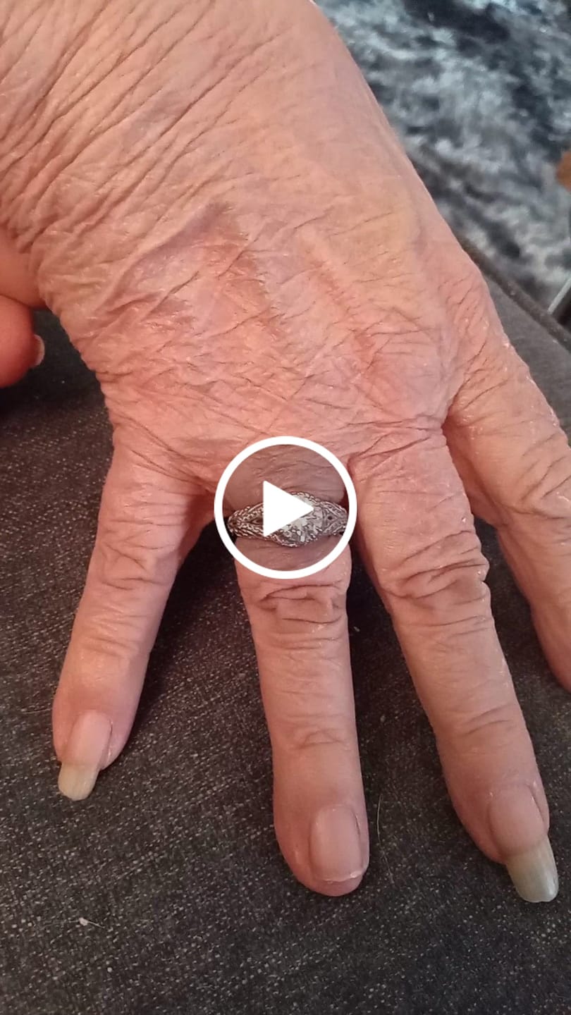 Customer video review of Vintage Moissanite Pave Open Scroll Accents Engagement Ring